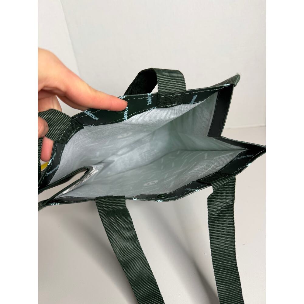 LULULEMON ATHLETICA Reusable Shopping Tote bag Dark Green White Logo Like new - Picture 5 of 5